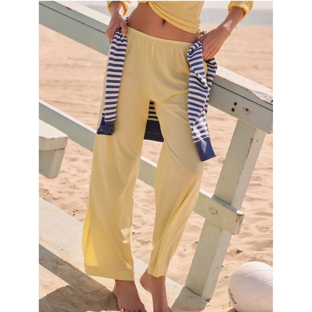 NWT‎ Donni The Simple Jersey Pant Hemp Cotton Mustard Yellow Womens Size M
